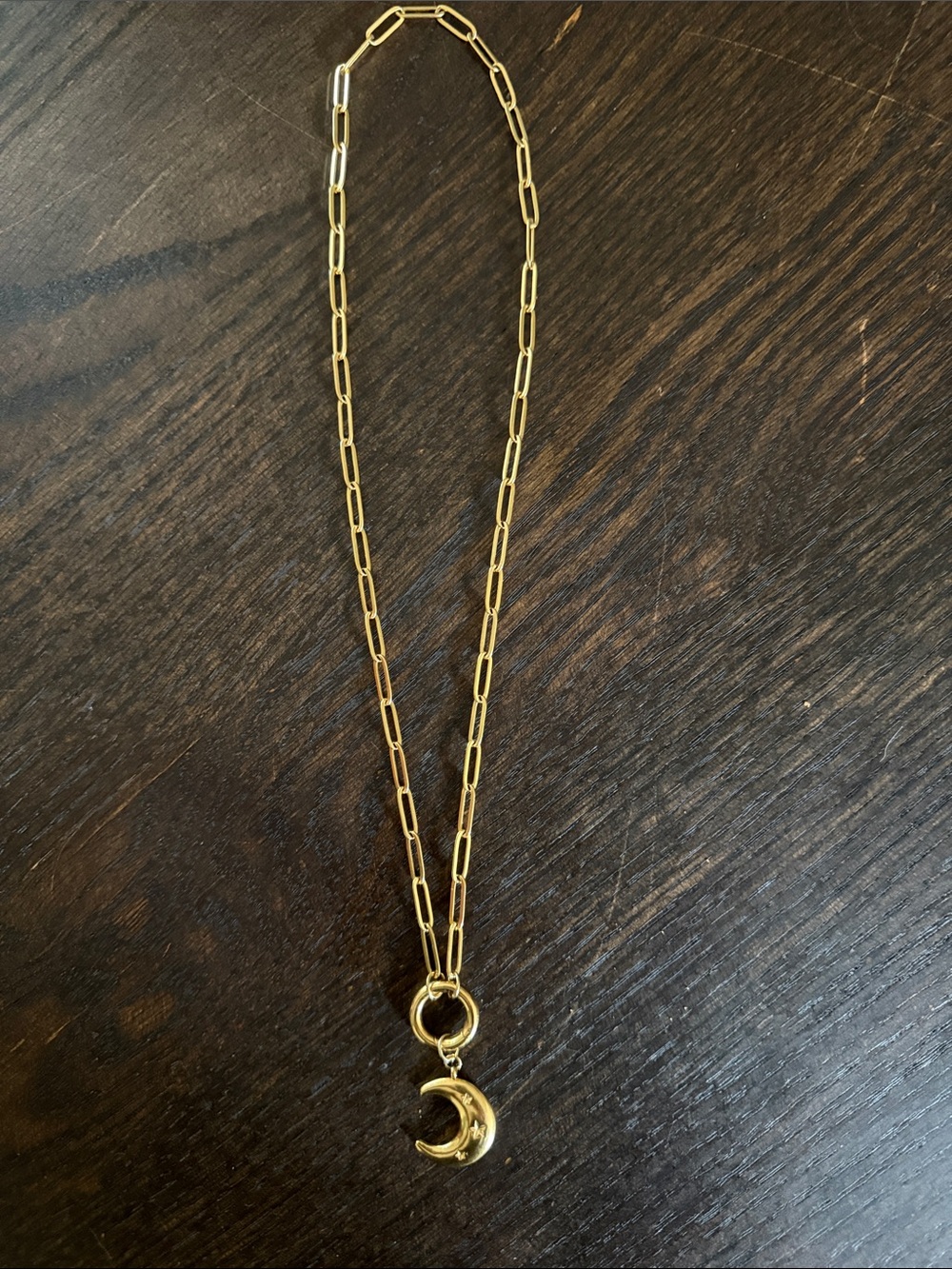 Tarnish free, Water Resistant Gold  Crescent Moon Pendant Necklace -Jewelry